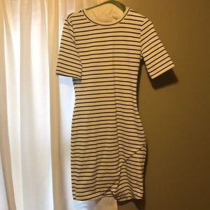 White and black strip dress